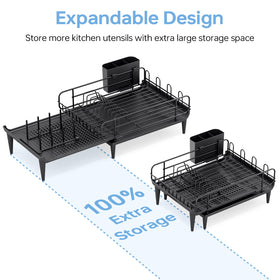 TOOLF dish drying rack adjustable storage flexibly hosts cups, utensils, and tools.