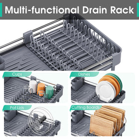 TOOLF dish drying rack with cup holder storage for mugs and glasses
