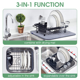 TOOLF dish drying rack on counter for quick, clutter-free drying.