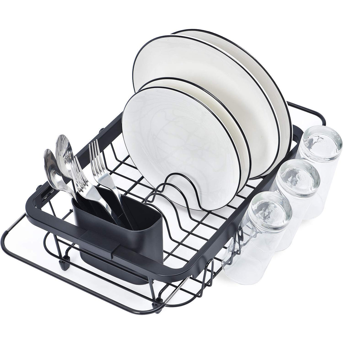 TOOLF expandable dish drying rack over sink, adjustable length for a perfect fit.