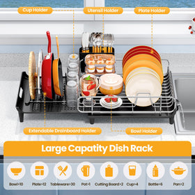TOOLF expandable dish rack folded state saves space when not in use.