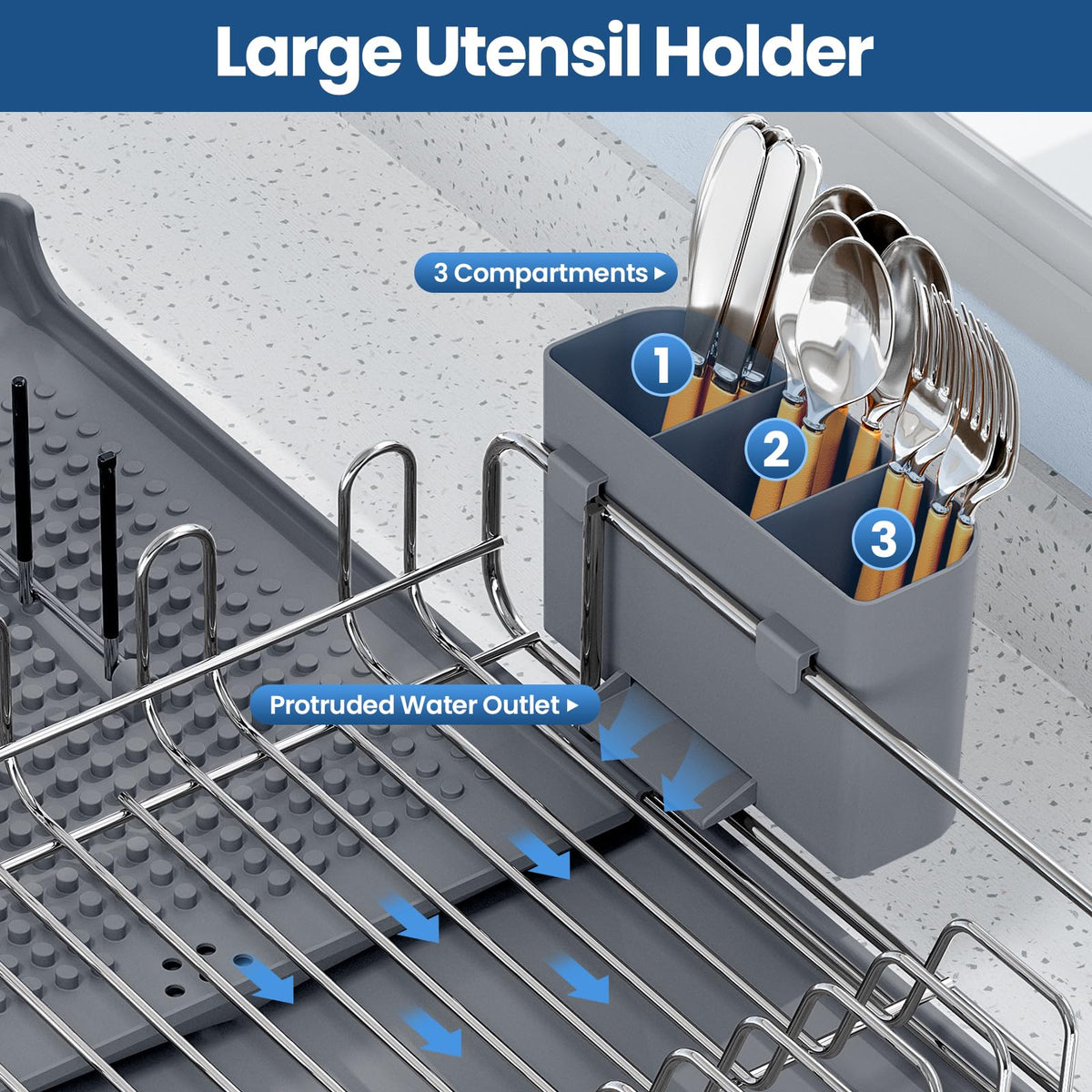 TOOLF built-in water outlet drains excess water into sink