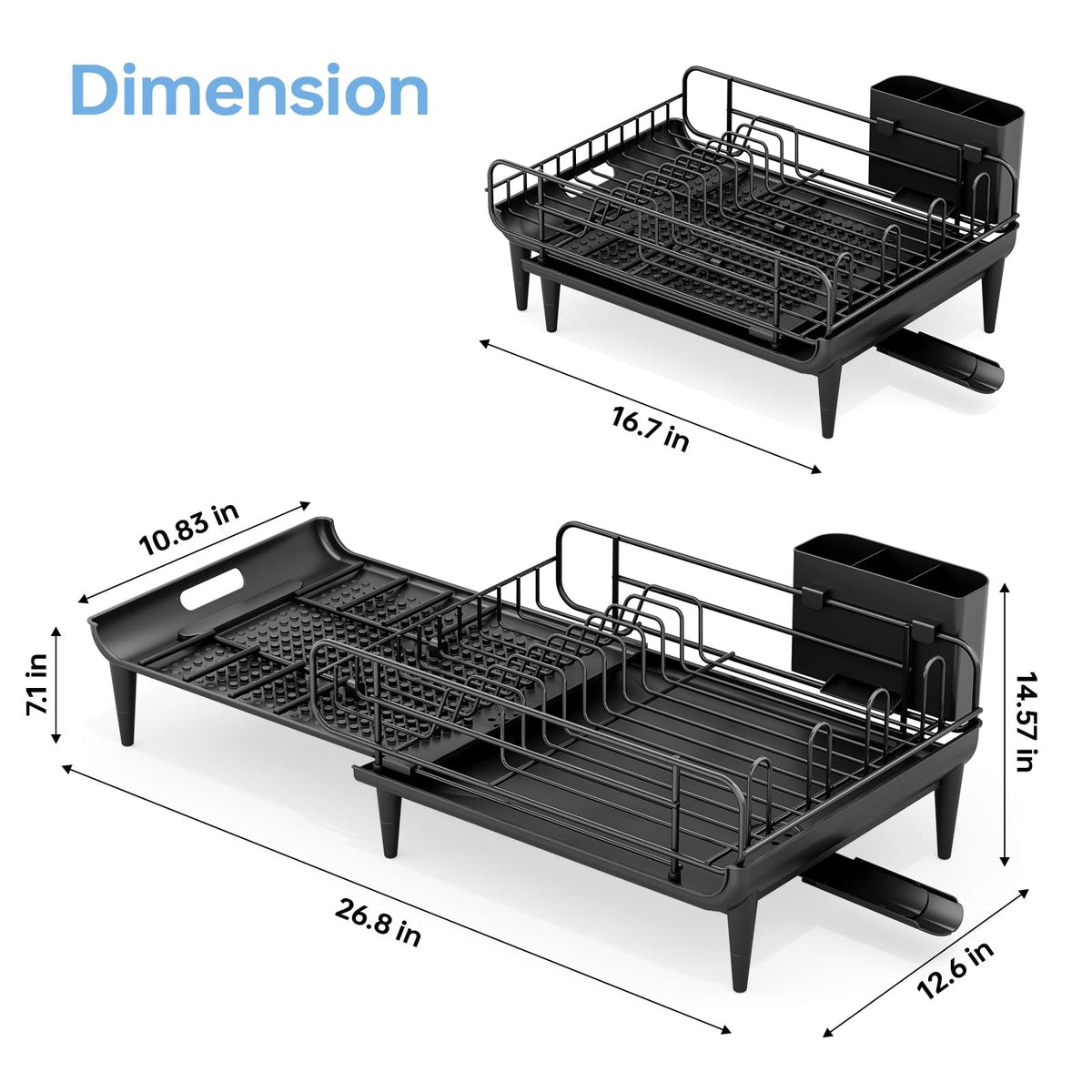 TOOLF large dish drying rack compact when closed saves counter space in small kitchens.