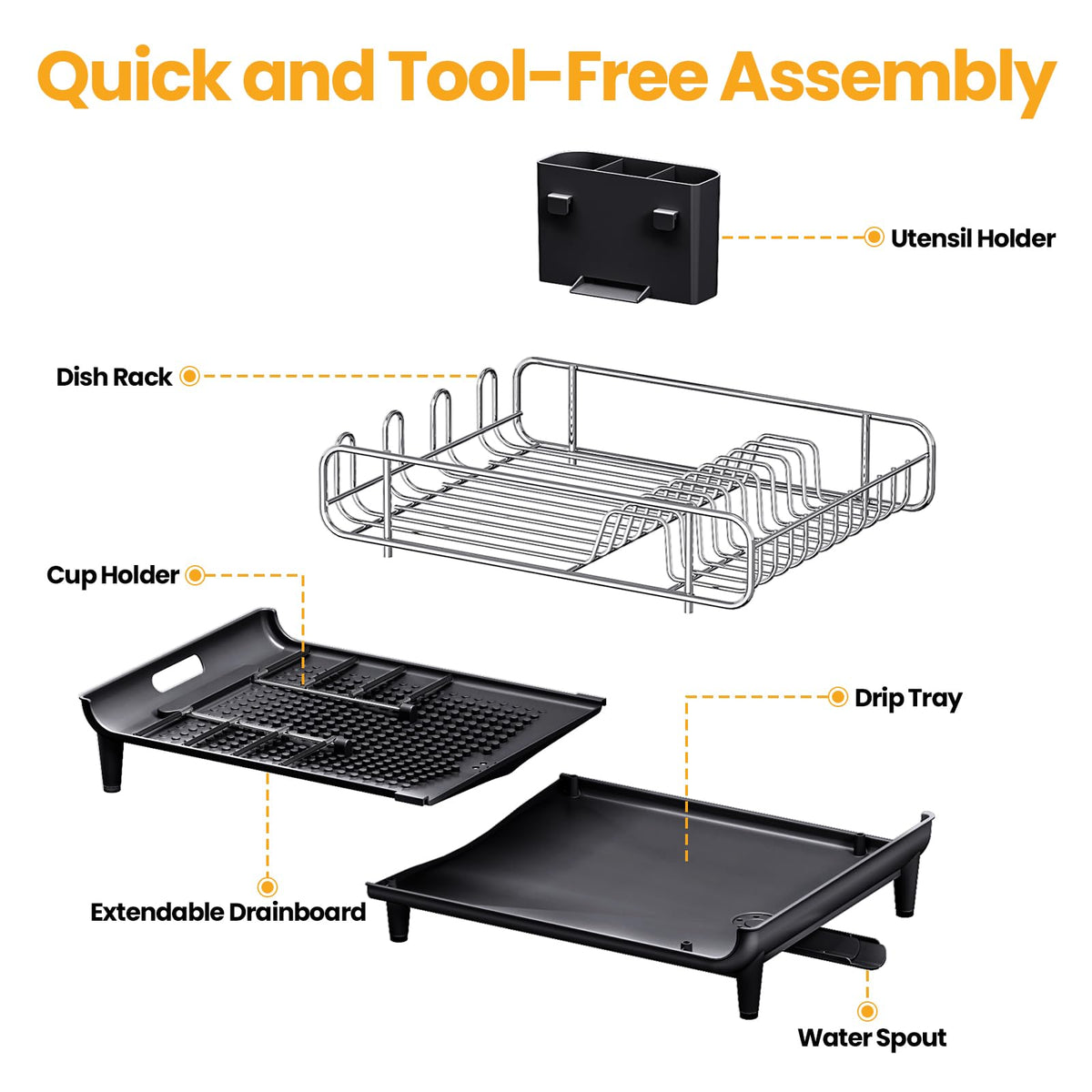 TOOLF rack installed over a sink saves counter space and dries efficiently.