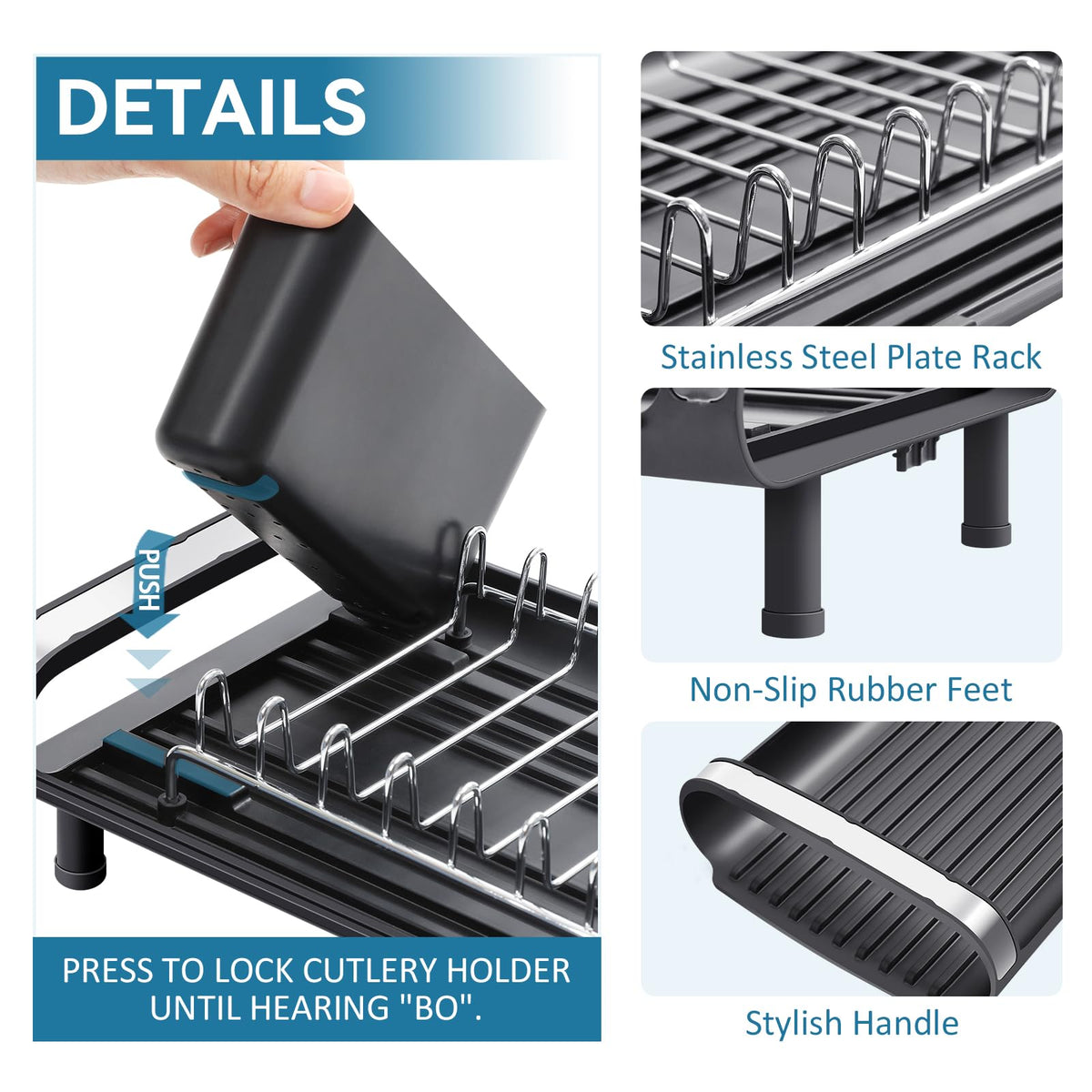 TOOLF slim space-saving dish rack fits small kitchens