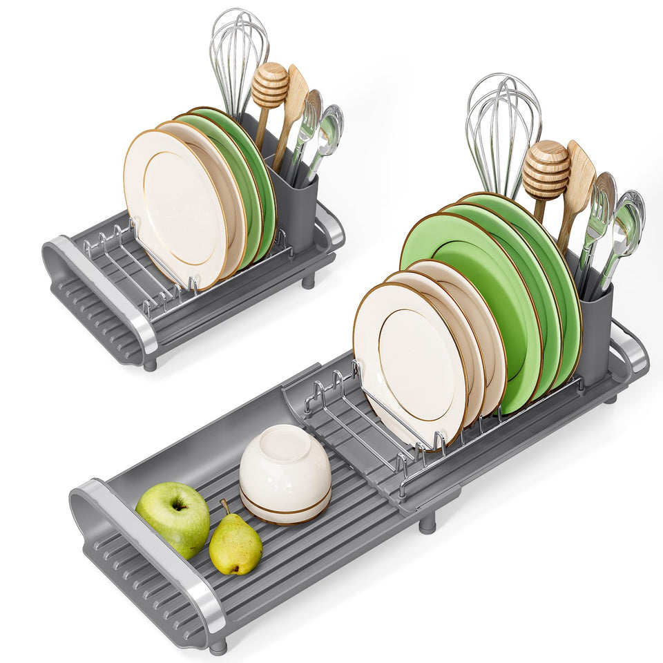 TOOLF small dish drying rack extendable design keeps countertops neat.