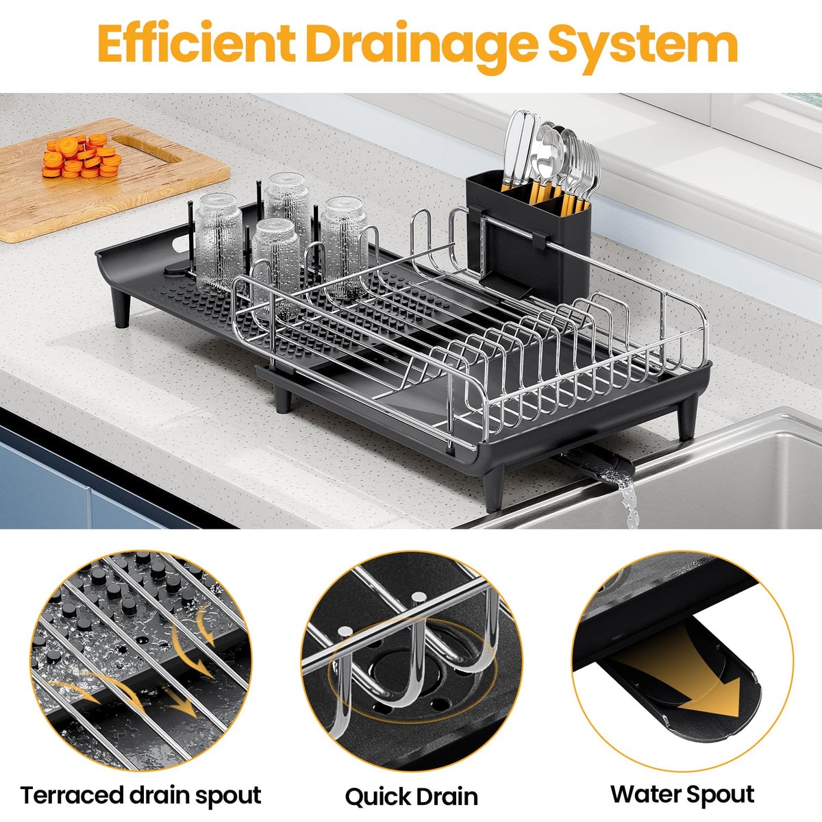 TOOLF stainless steel dish dryer highlights durability and easy cleaning.