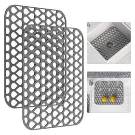 TOOVEM silicone sink mat folding grid protects the sink and doubles as a drying rack.