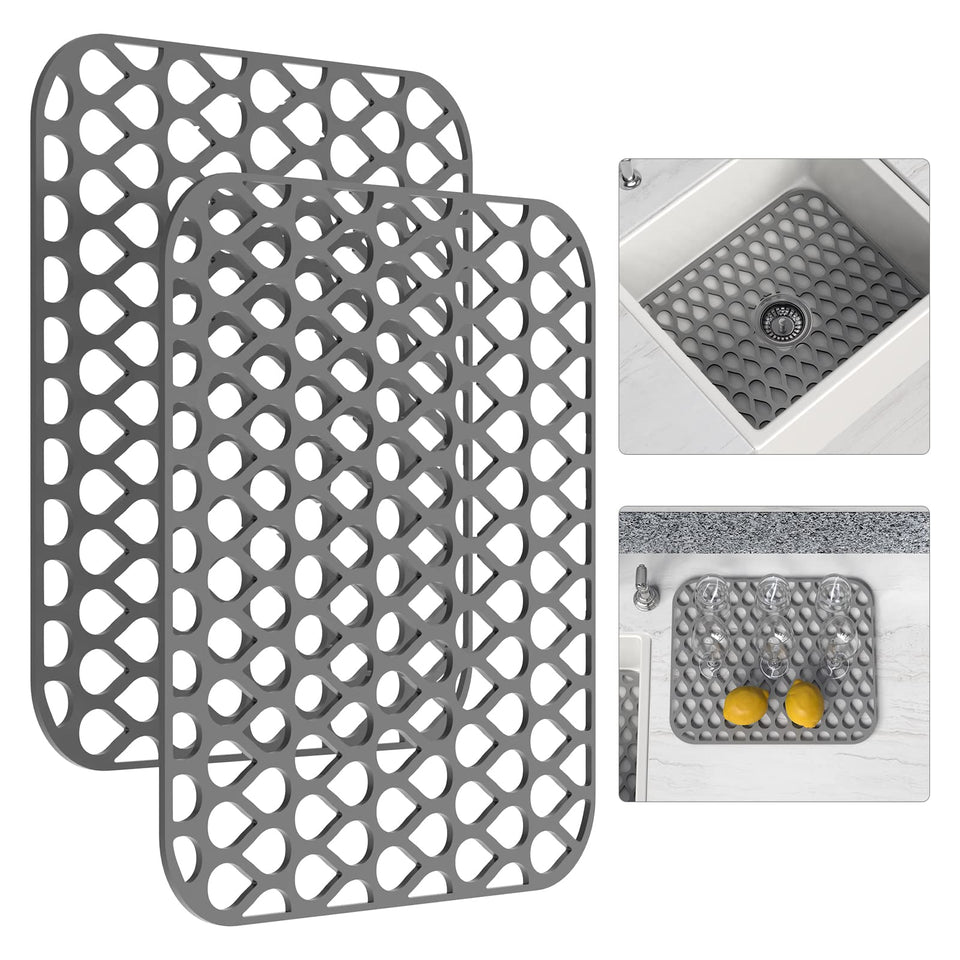 TOOVEM silicone sink mat folding grid protects the sink and doubles as a drying rack.