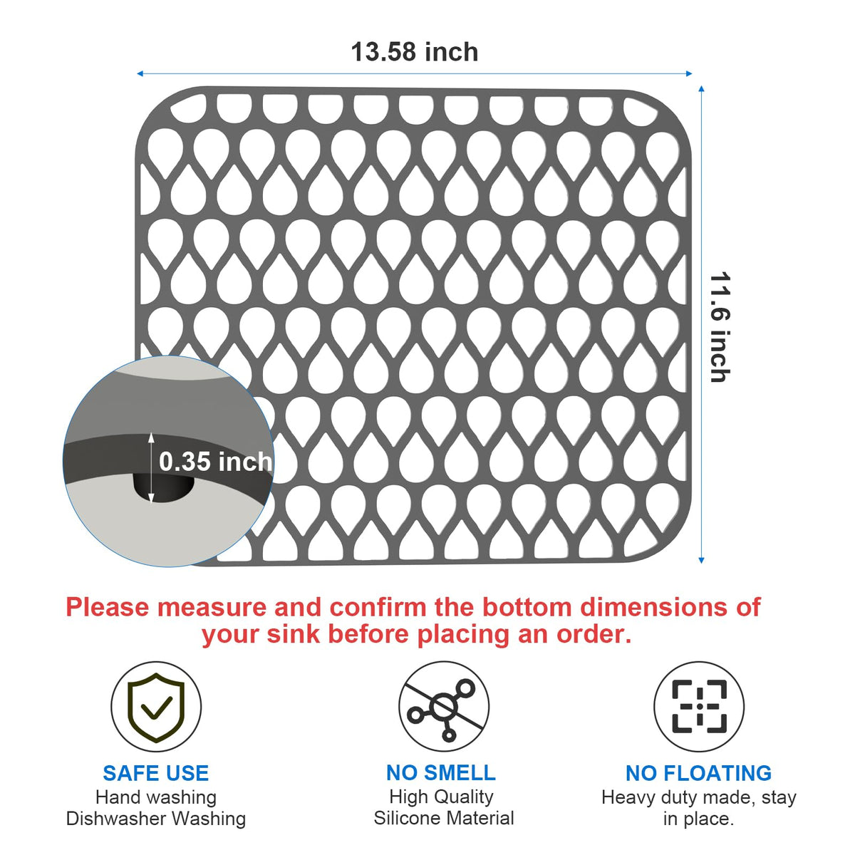 TOOVEM silicone sink mat heat-resistant material withstands brief contact with hot items.