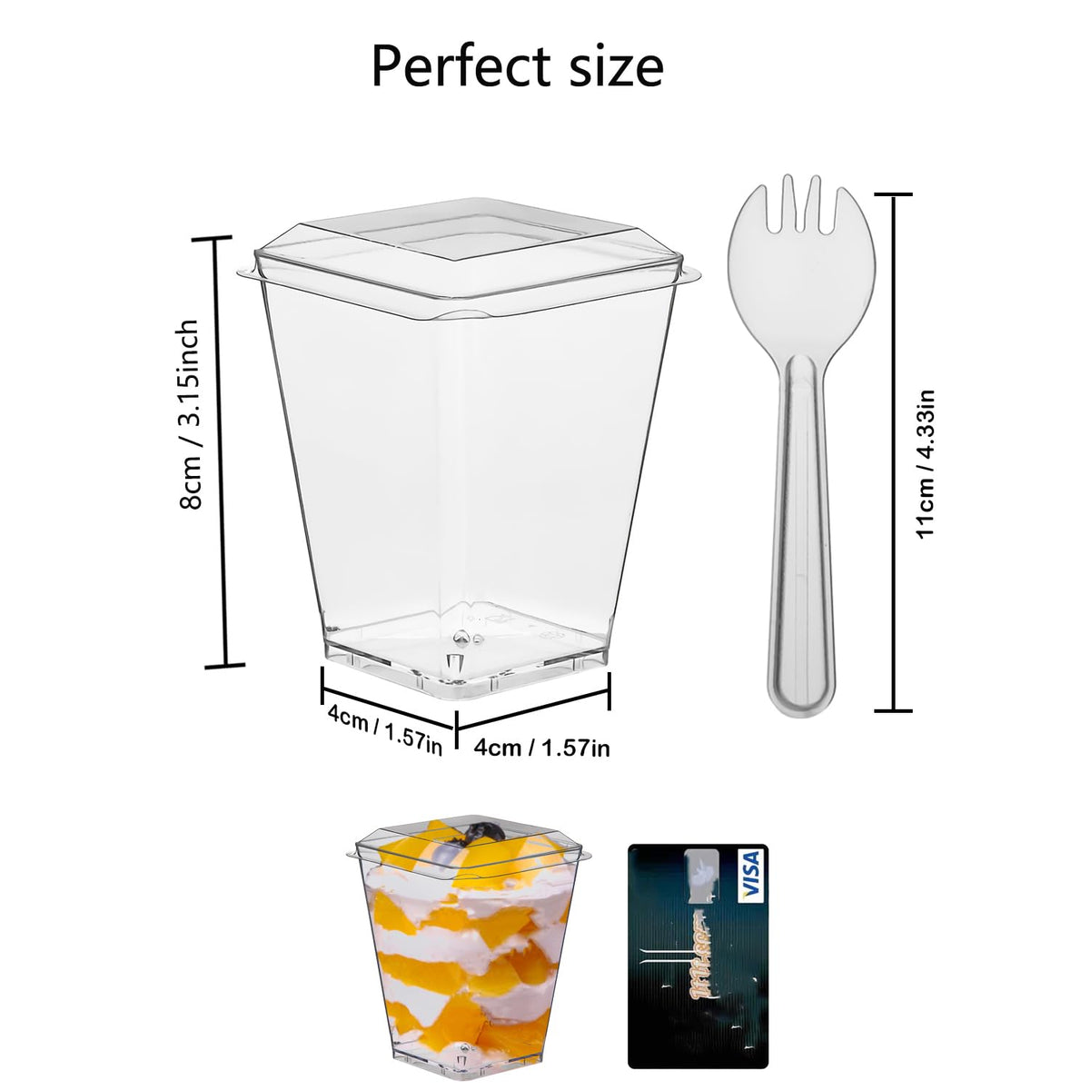 Toowood square-design dessert cups showcase vibrant desserts with elegant presentation.