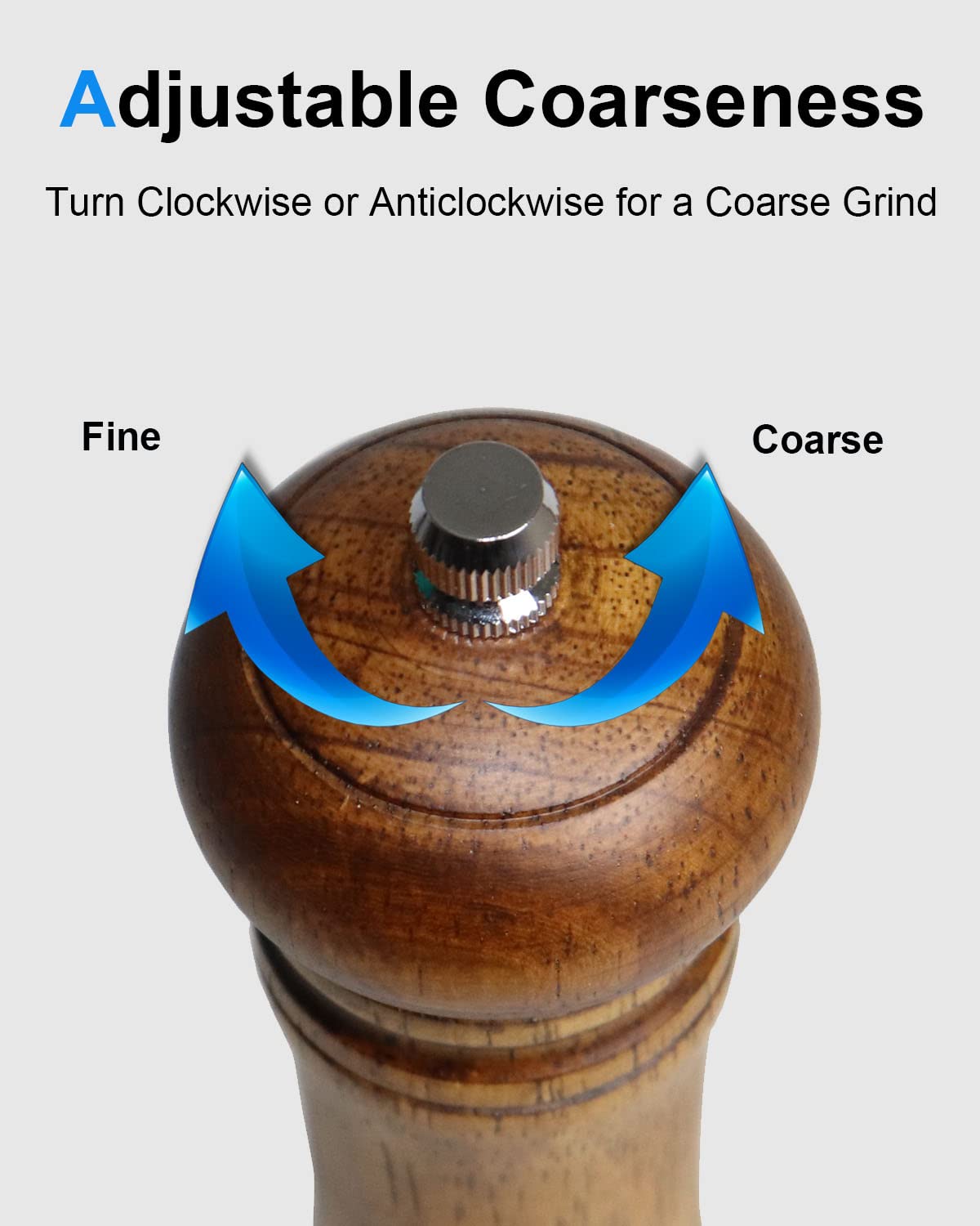 TooWoom grinder's ergonomic non-slip wood grip for easy use