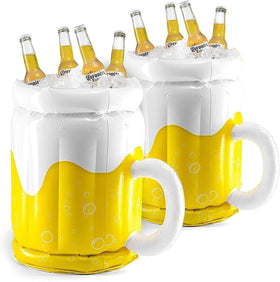 Top Race beer mug floating cooler in a pool keeps drinks icy and accessible.