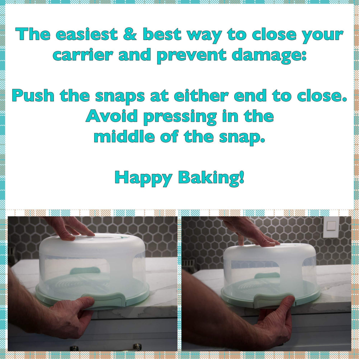 Top Shelf Elements portable cake stand with handle for easy carrying to gatherings.