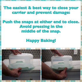 Top Shelf Elements portable cake stand with handle for easy carrying to gatherings.