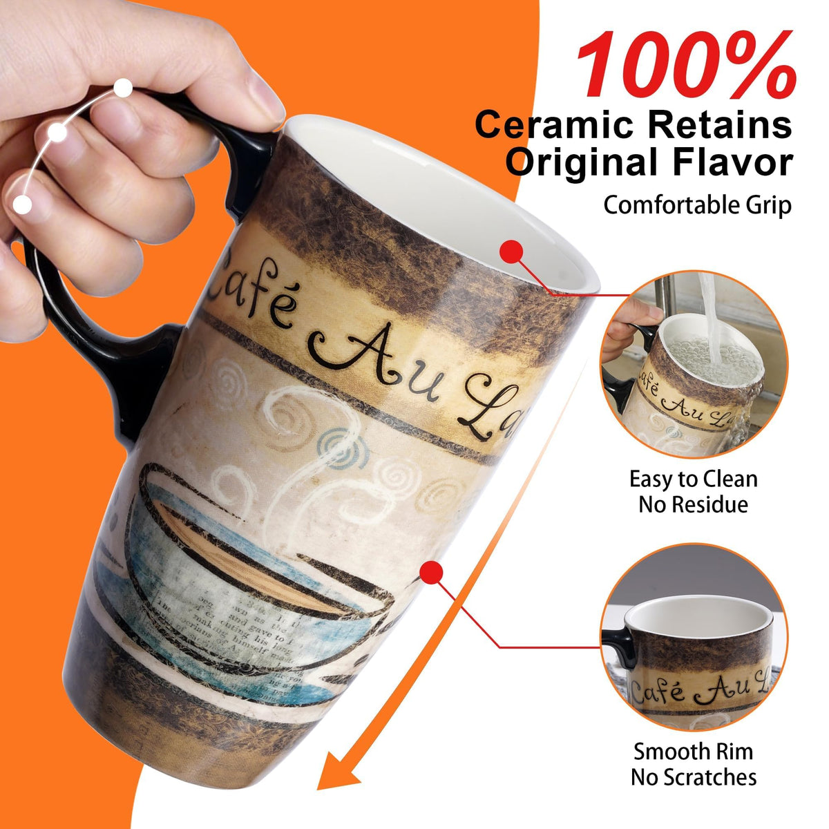 Topadorn cafe-style mug ideal for home, office, or cafe use