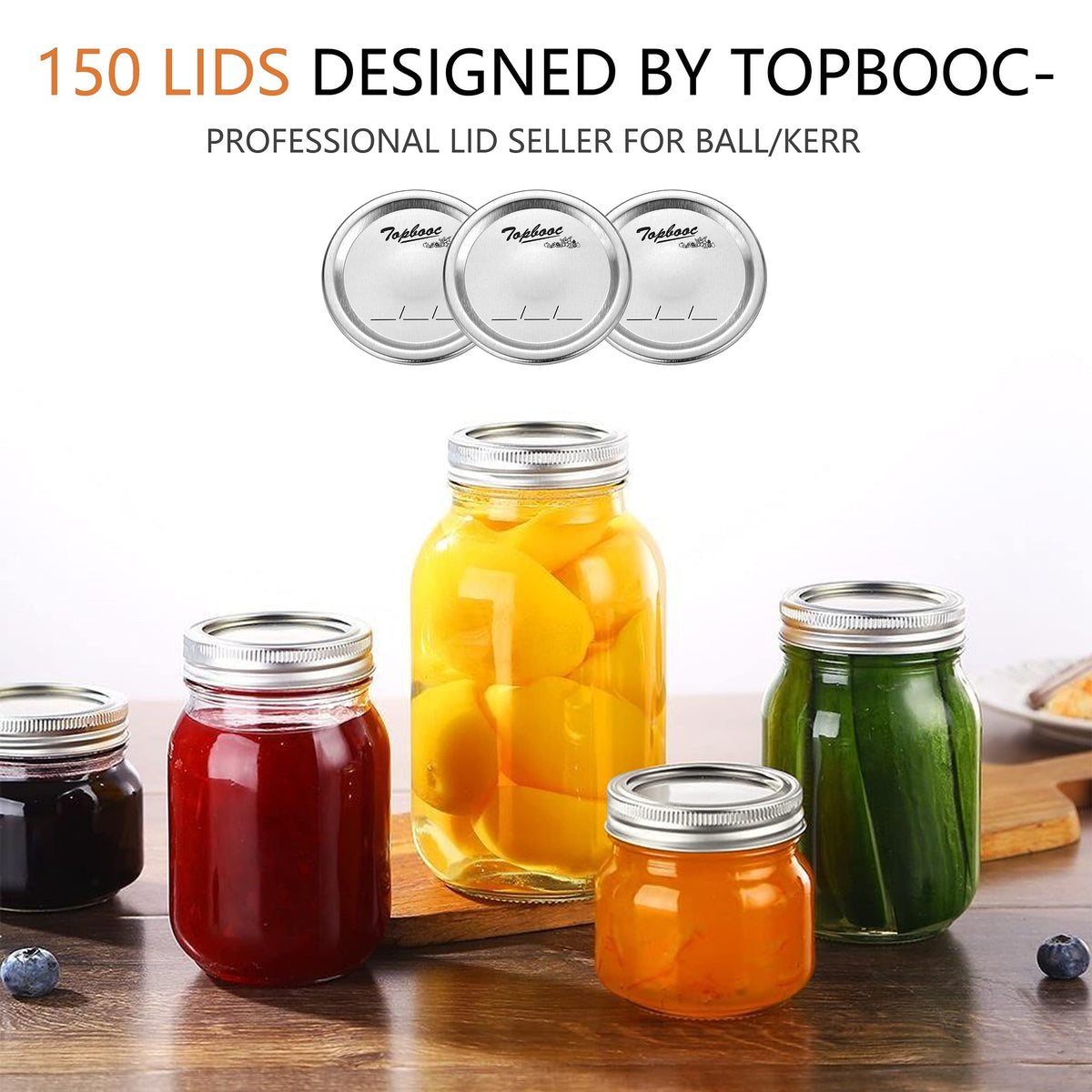 Topbooc lids compatible with Ball and Kerr canning jars