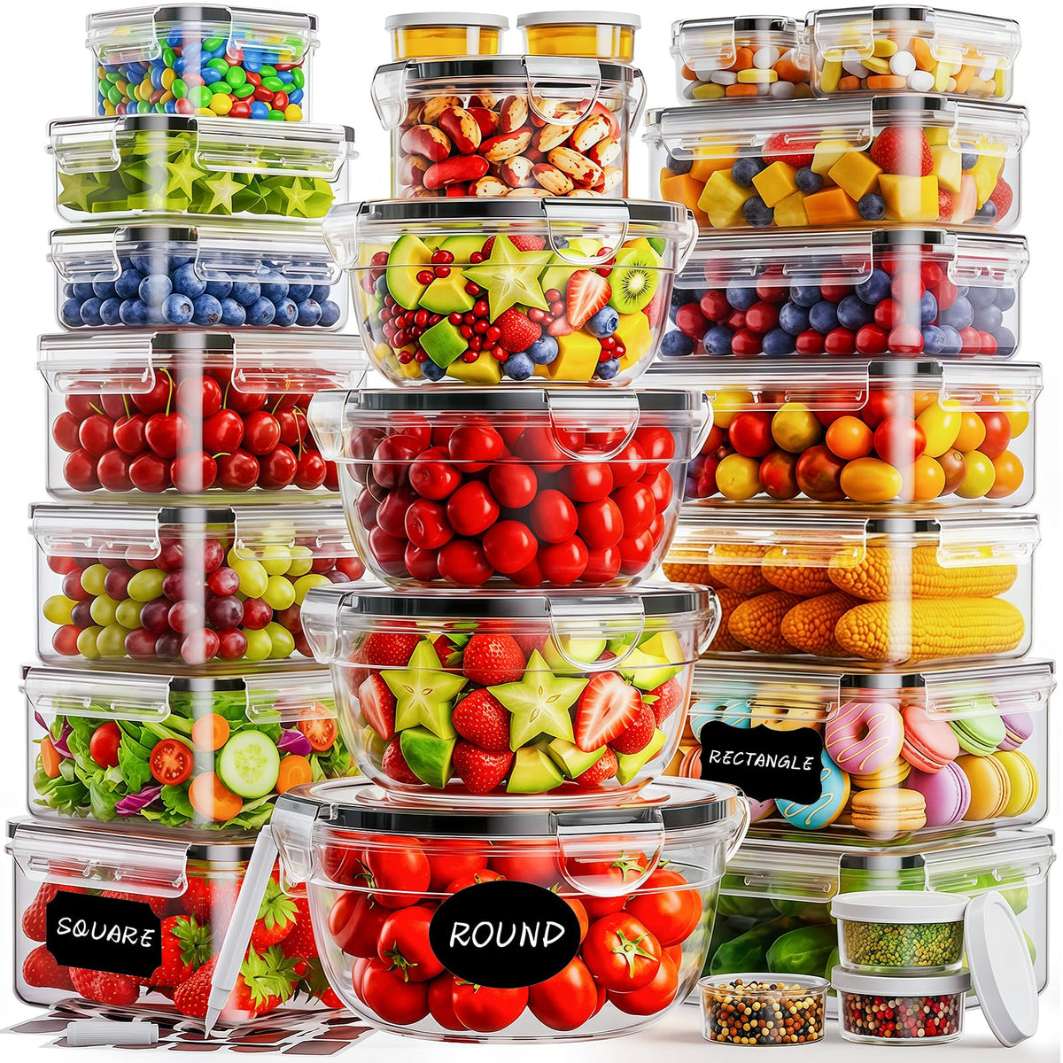 TOPCHOICE airtight containers with lids for organized meal prep