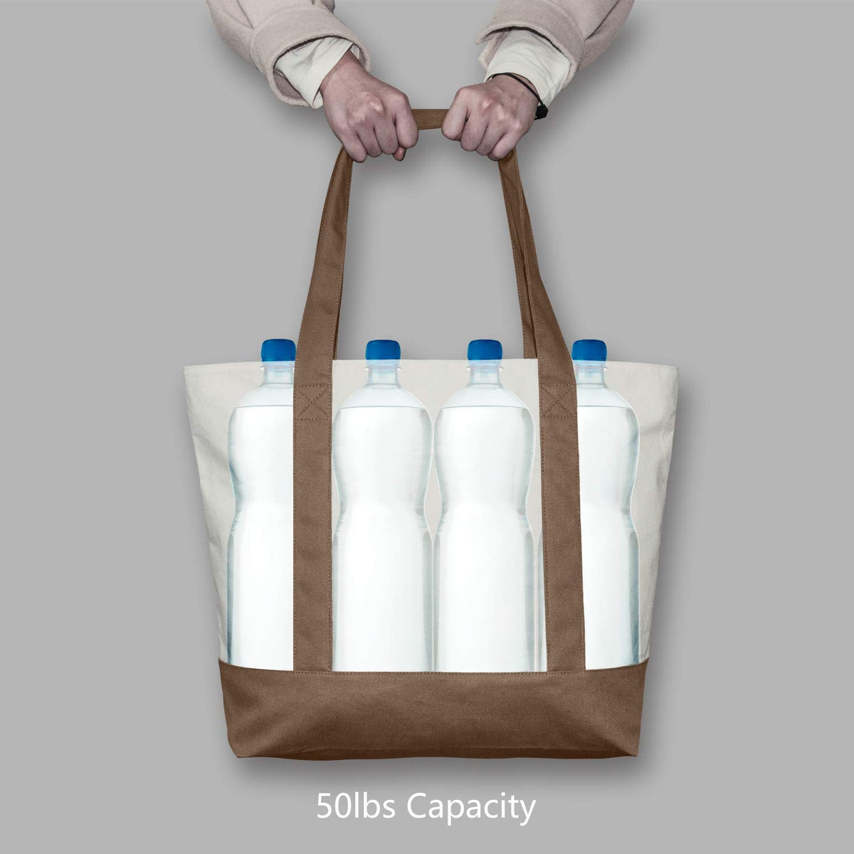 TopDesign tote demonstrates large capacity 21 by 15 by 6 inches