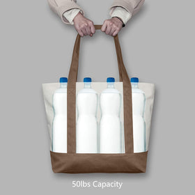 TopDesign tote demonstrates large capacity 21 by 15 by 6 inches