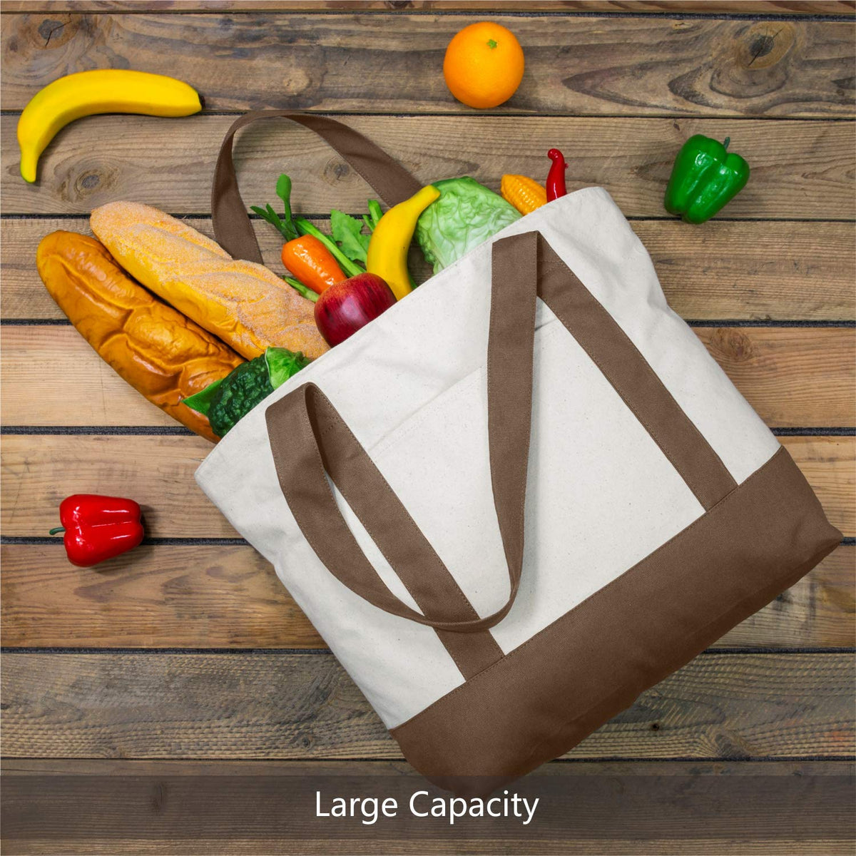 TopDesign tote with top zipper closure for secure carrying
