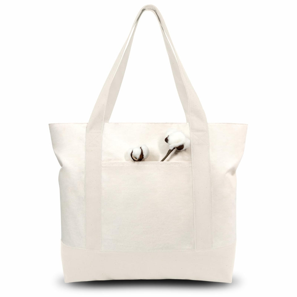 TOPDesign 3-Pack canvas tote exterior pocket for quick item access.