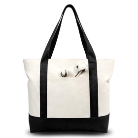 TOPDesign 6-pack canvas tote with external pocket for quick access to small items.