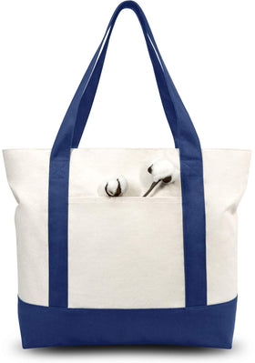 TopDesign 6-Pack canvas tote blue with external pocket for easy organization
