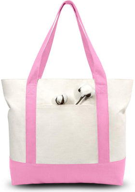 TOPDesign canvas tote bag front view shows spacious capacity for daily essentials
