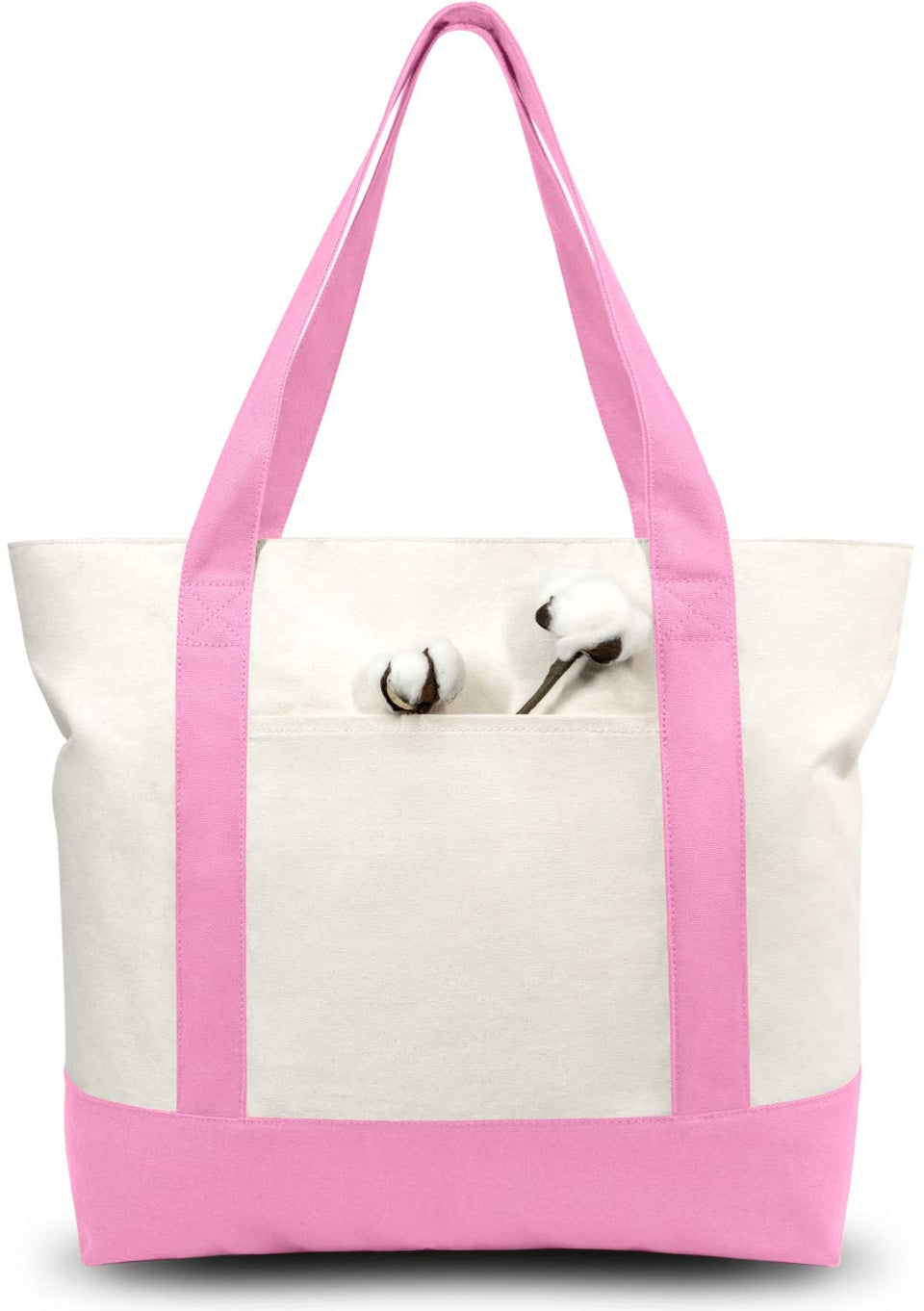 TOPDesign canvas tote bag front view shows spacious capacity for daily essentials