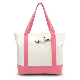 TOPDesign canvas tote with exterior pocket keeps small items organized during errands.