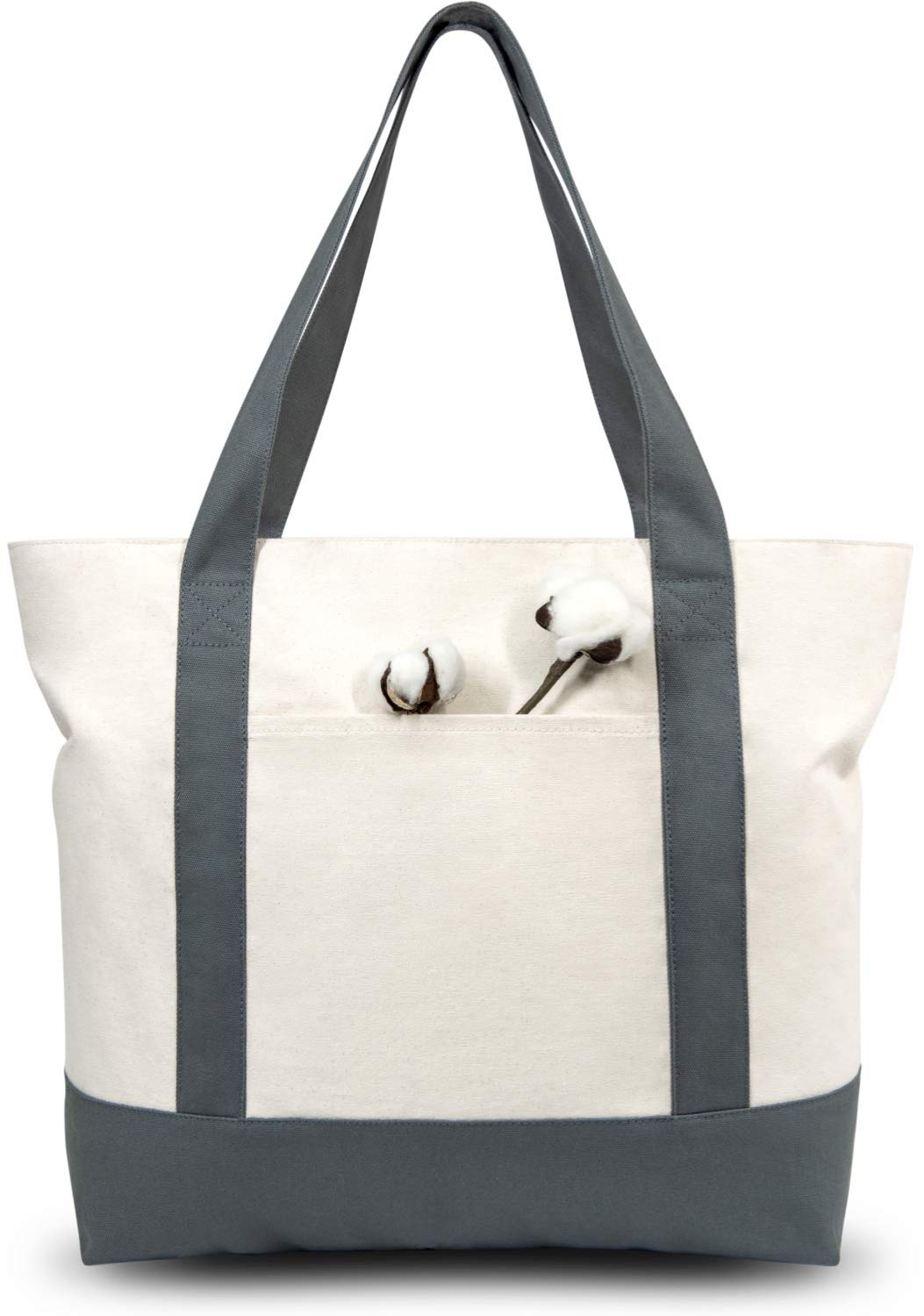 TOPDesign tote bag with external pocket; roomy everyday carry for groceries and essentials.