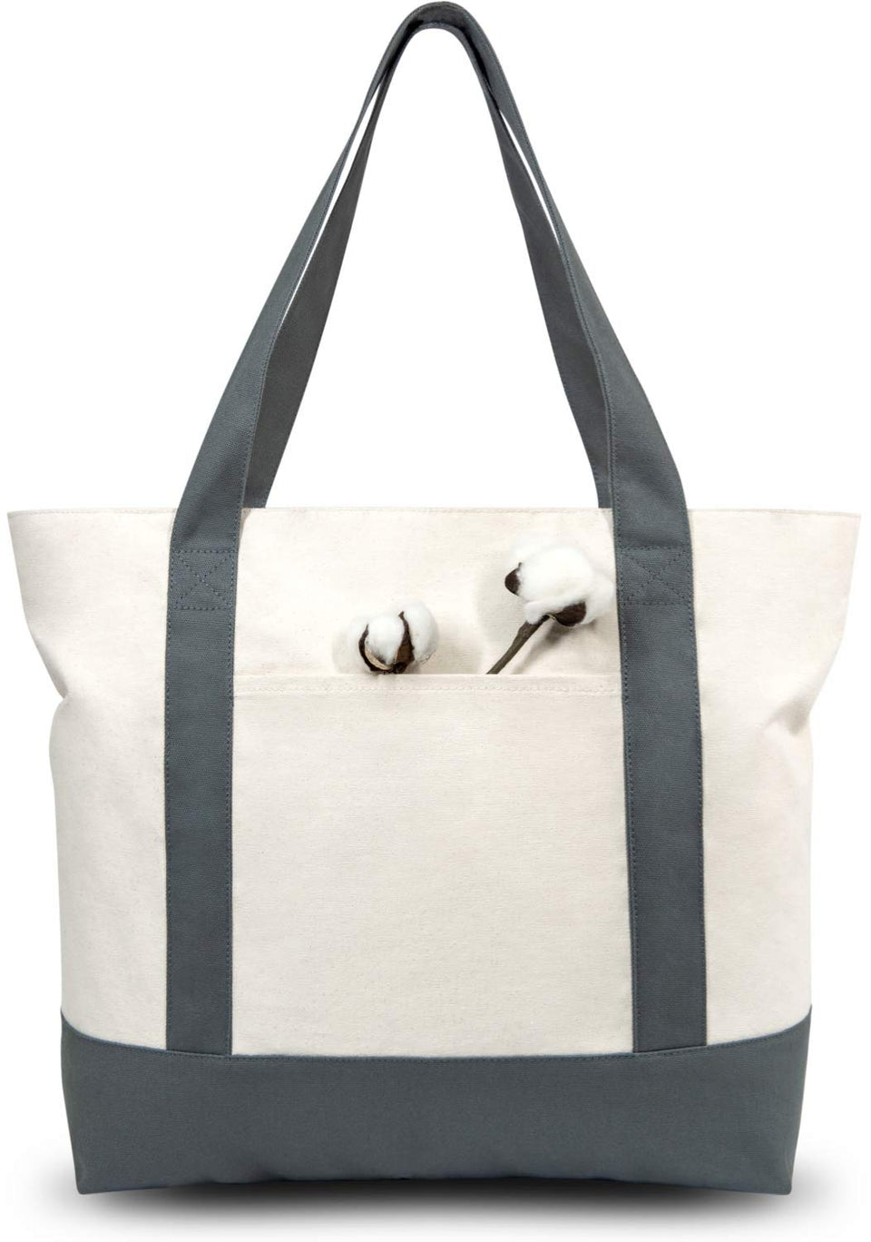 TOPDesign tote bag with external pocket; roomy everyday carry for groceries and essentials.