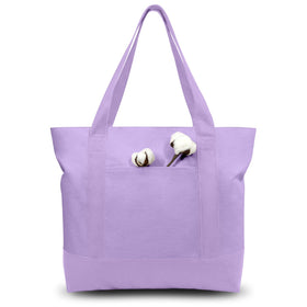 TopDesign canvas tote with external pocket for quick access