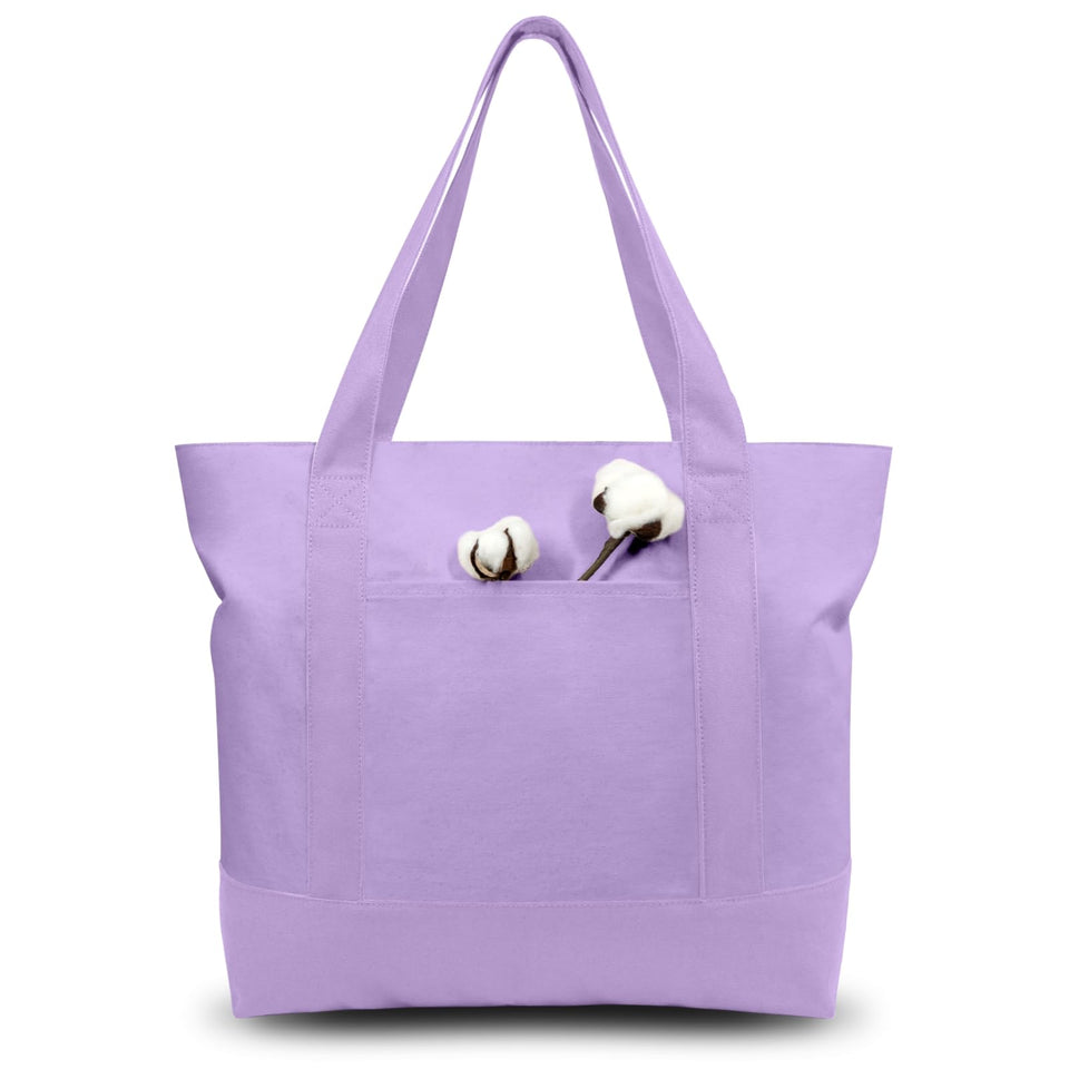 TopDesign canvas tote with external pocket for quick access