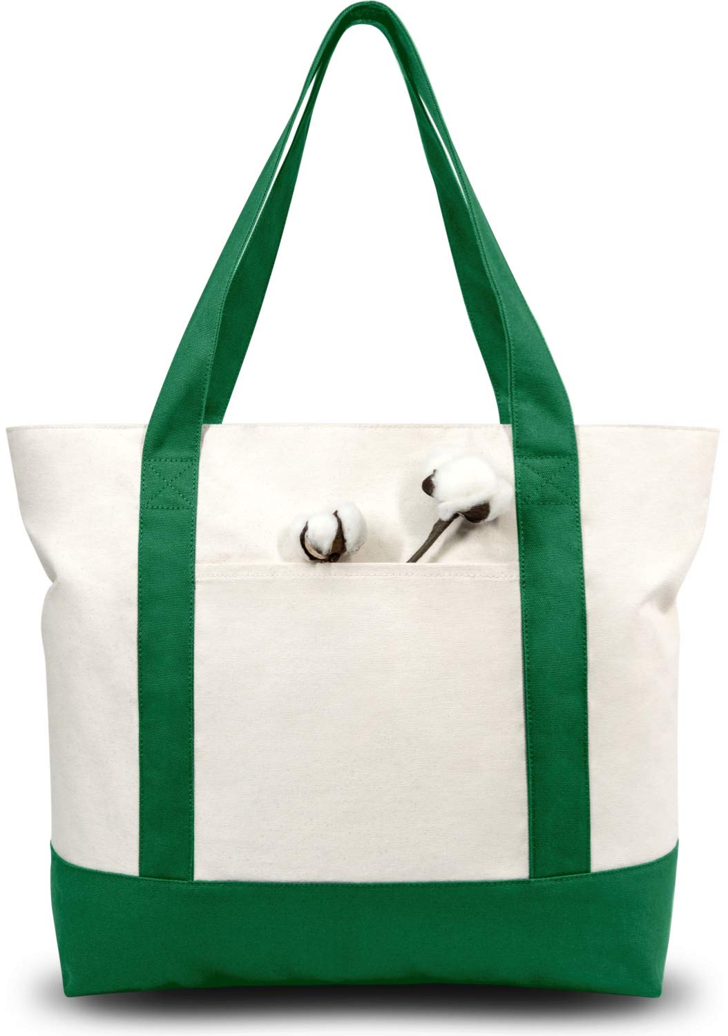 TopDesign canvas tote with exterior pocket ready for organized daily essentials