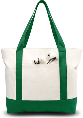 TopDesign canvas tote with exterior pocket ready for organized daily essentials
