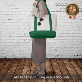 TopDesign tote showing the top zipper closure for secure belongings