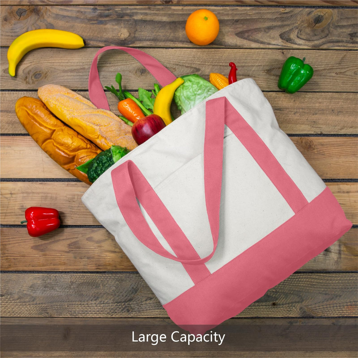 Large capacity TOPDesign tote measures 21 by 15 by 6 inches for daily essentials.