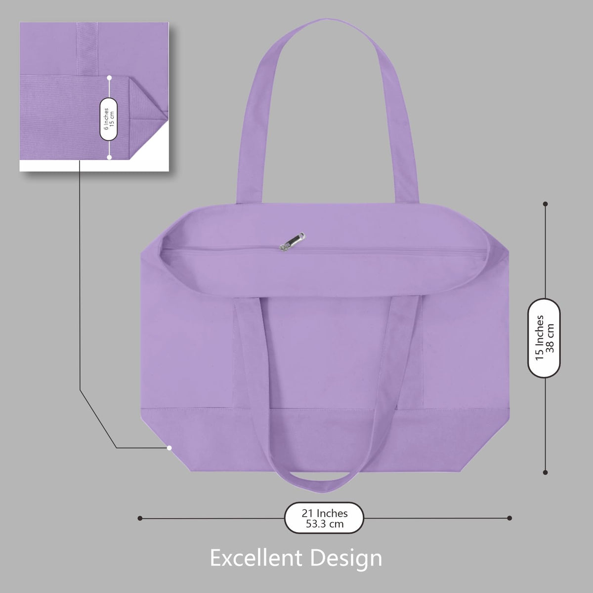 TopDesign tote featuring a 25-inch shoulder strap for comfortable carrying