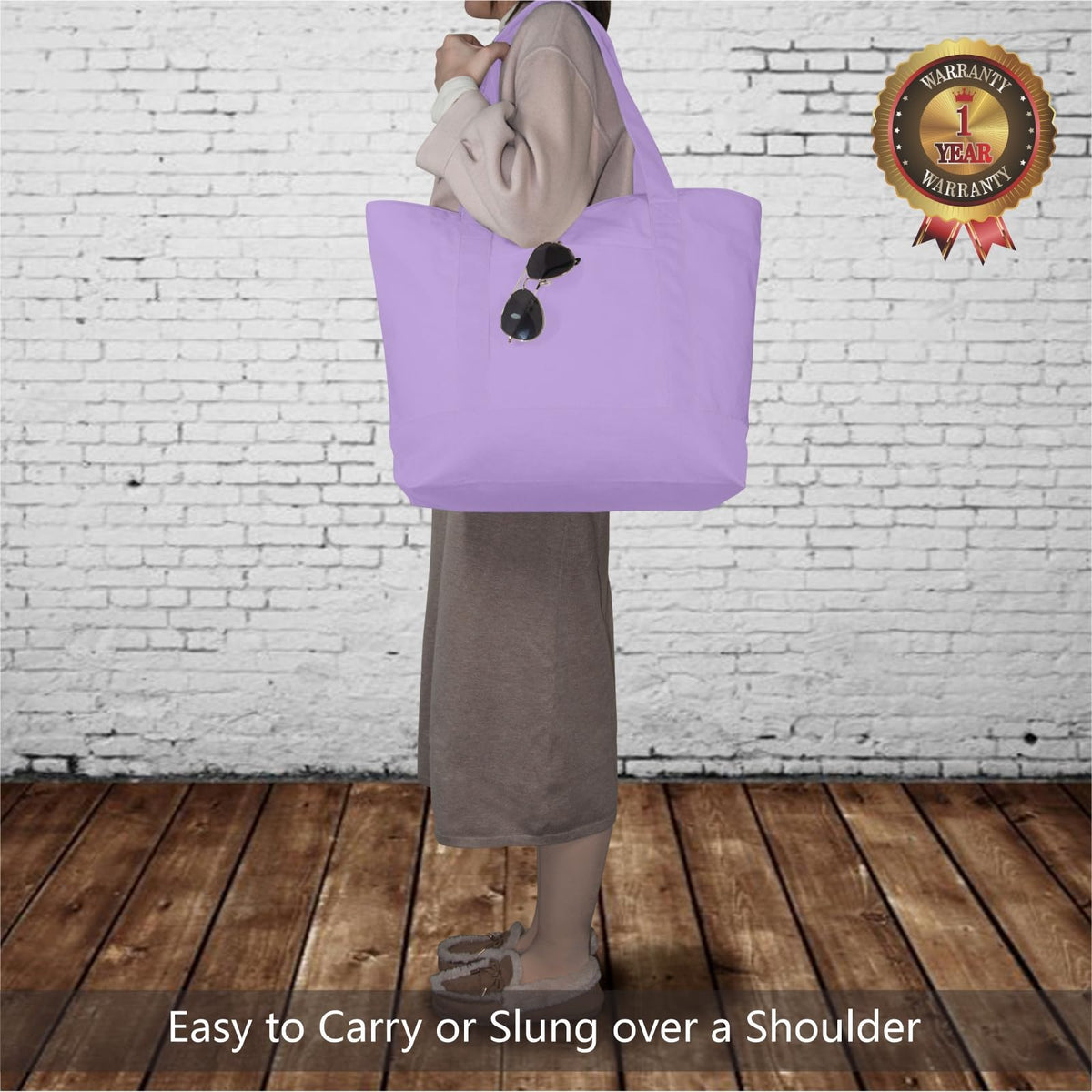 TopDesign tote with top zipper closure for secure carry