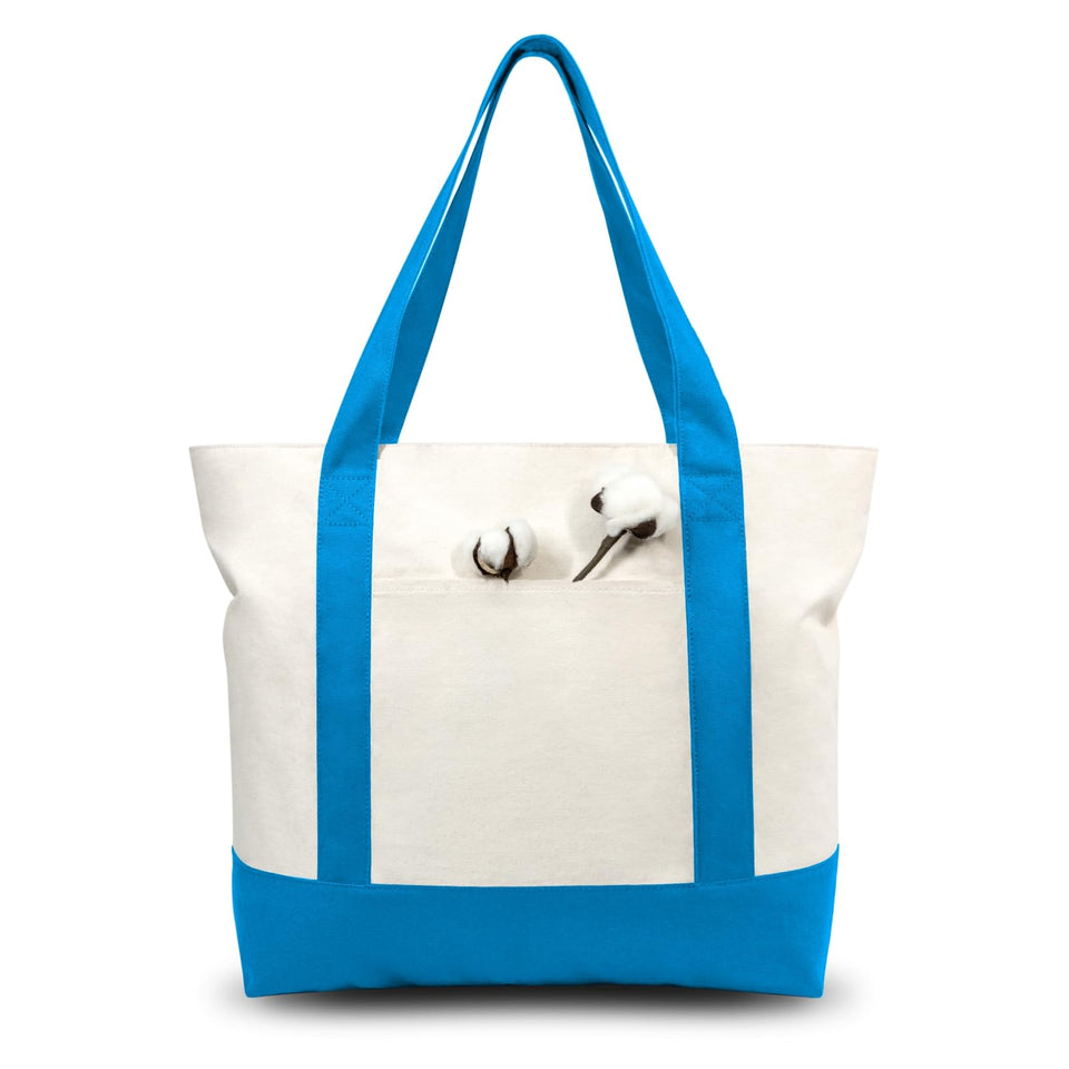TOPDesign tote bag with external pocket in Ocean Blue for quick item access