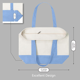 Top zipper closure of TOPDesign tote keeps belongings secure during travel