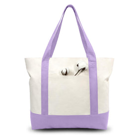 TOPDesign tote bag exterior pocket close-up for quick item access.