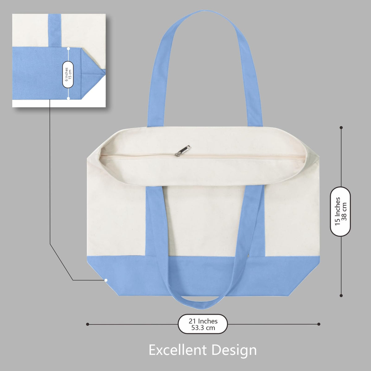 Long shoulder straps enable comfortable over-the-shoulder carry on TOPDesign tote.