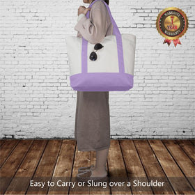 TOPDesign tote bag top zipper closure secures contents during use.