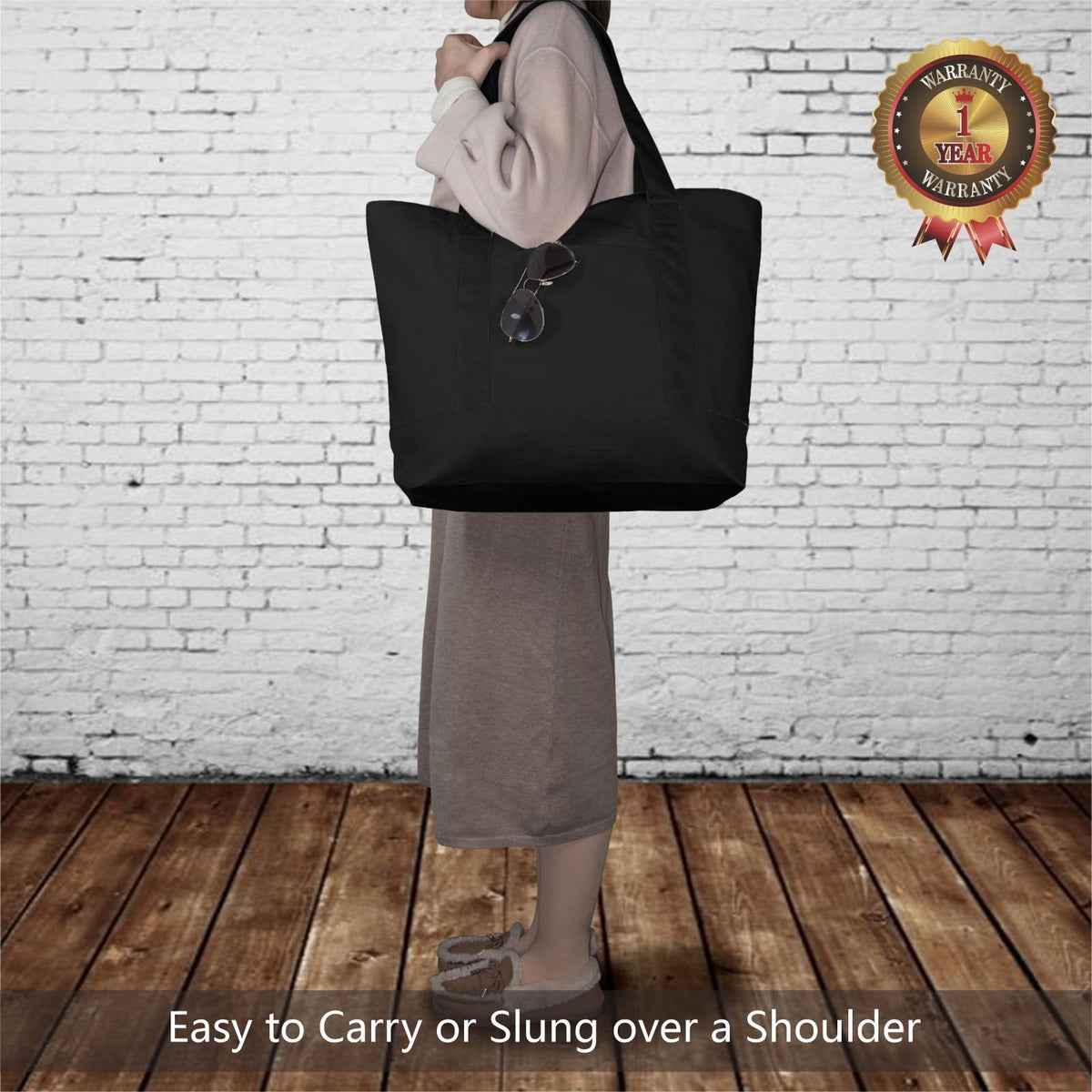TopDesign tote bag shown with large capacity for daily essentials and shopping.
