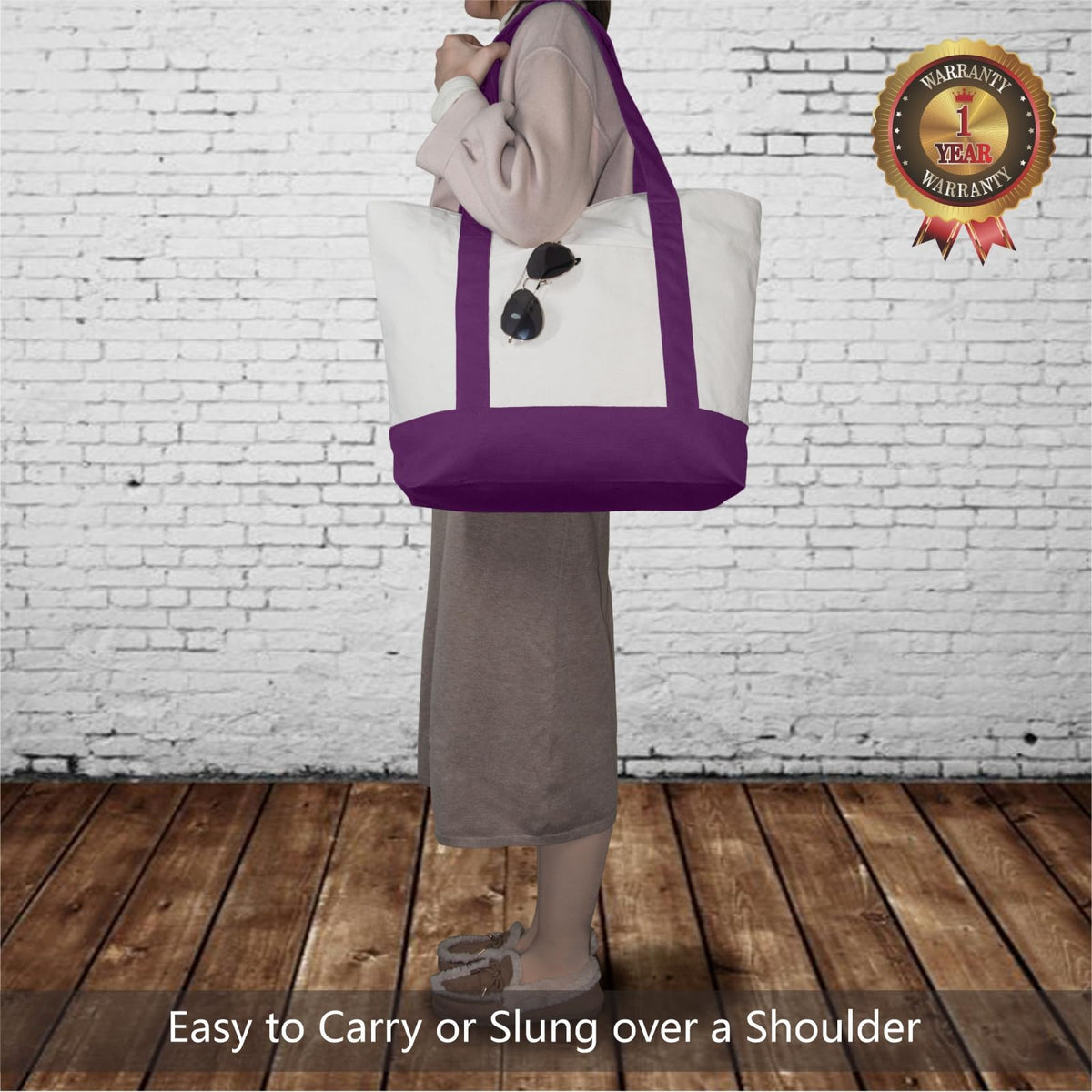 TOPDesign tote bag with top zip closure keeps belongings secure.