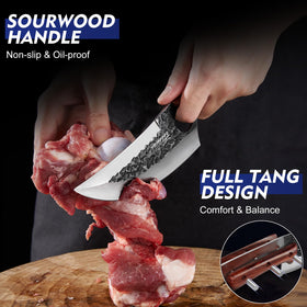 Topfeel hand-forged blade detail with anti-stick finish enhances prep work.
