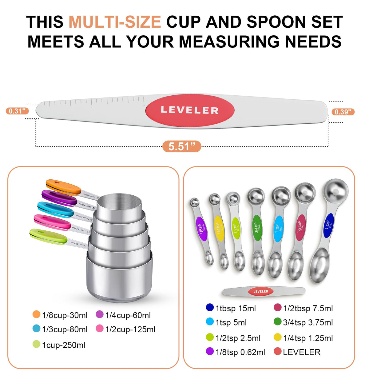 Topfeel magnetic spoons nest neatly for space-saving storage.
